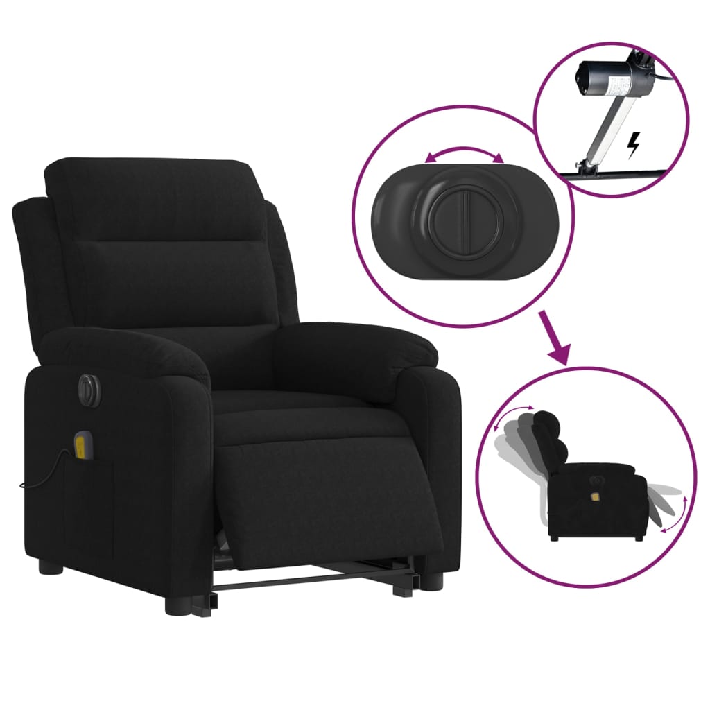 Sta-op-massagestoel elektrisch verstelbaar fluweel zwart is nu te koop bij PeponiXL, paradijselijk wonen!