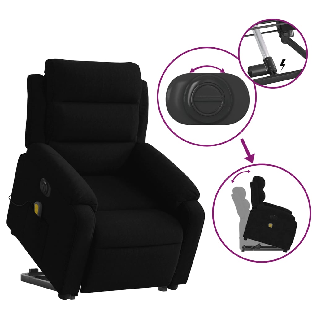 Sta-op-massagestoel elektrisch verstelbaar fluweel zwart is nu te koop bij PeponiXL, paradijselijk wonen!