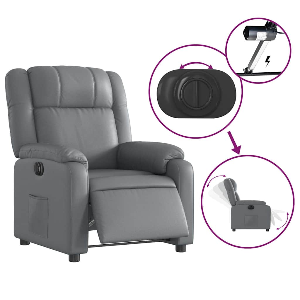 Fauteuil verstelbaar elektrisch kunstleer grijs is nu te koop bij PeponiXL, paradijselijk wonen!