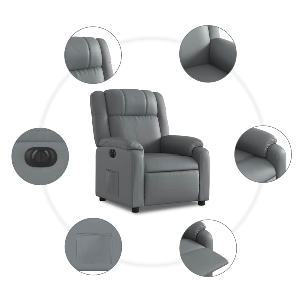 Fauteuil verstelbaar elektrisch kunstleer grijs is nu te koop bij PeponiXL, paradijselijk wonen!