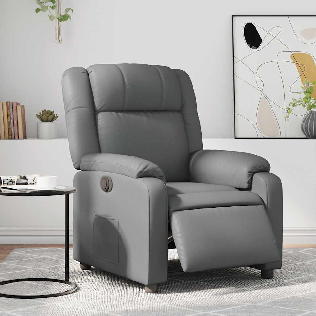 Fauteuil verstelbaar elektrisch kunstleer grijs is nu te koop bij PeponiXL, paradijselijk wonen!