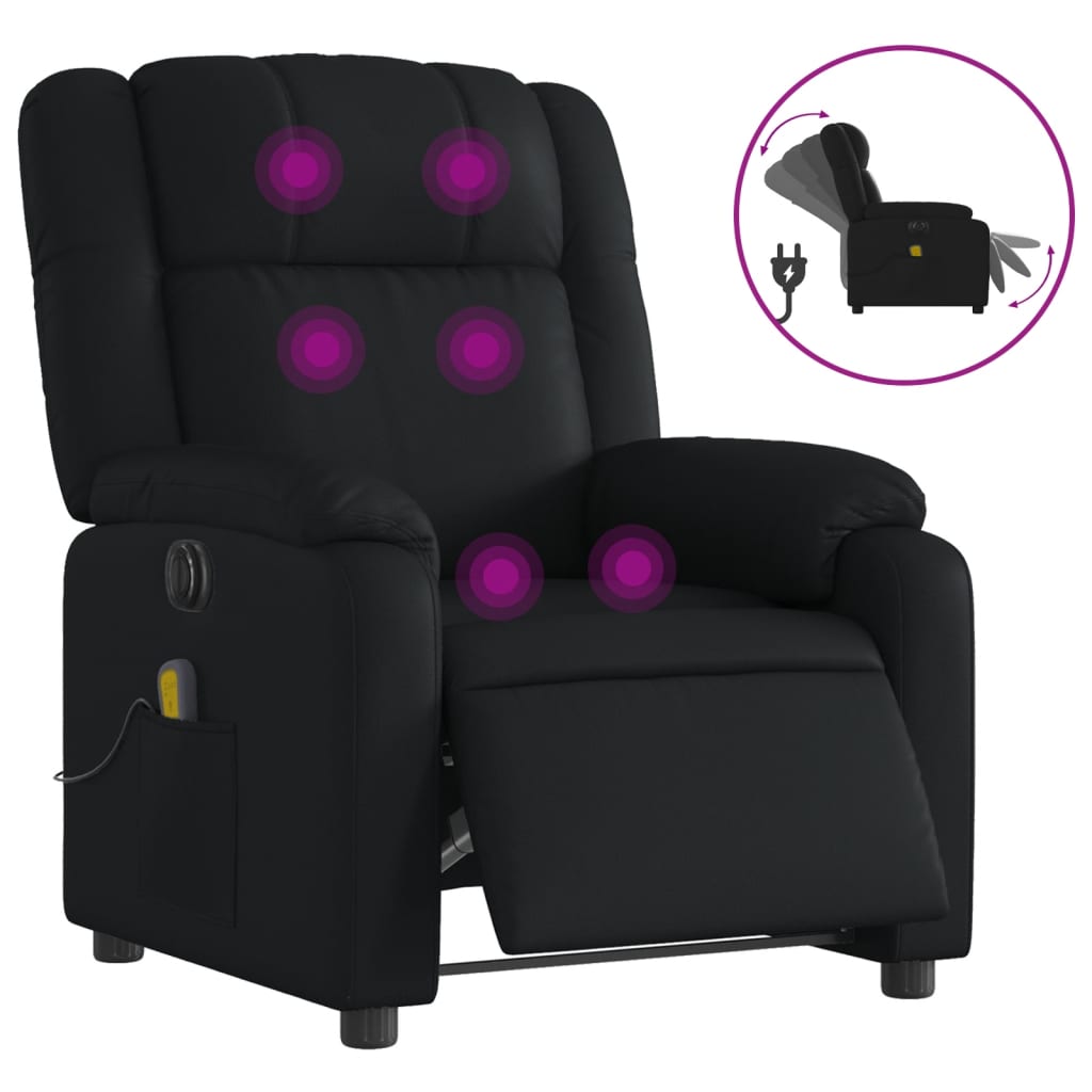 Massagestoel verstelbaar elektrisch kunstleer zwart is nu te koop bij PeponiXL, paradijselijk wonen!