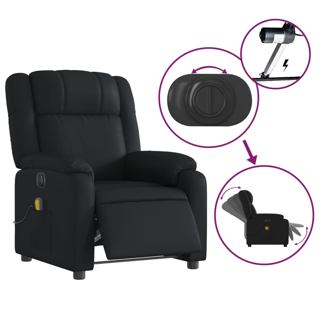 Massagestoel verstelbaar elektrisch kunstleer zwart is nu te koop bij PeponiXL, paradijselijk wonen!