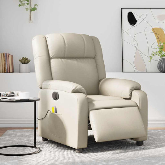 Massagestoel verstelbaar elektrisch kunstleer crèmekleurig is nu te koop bij PeponiXL, paradijselijk wonen!