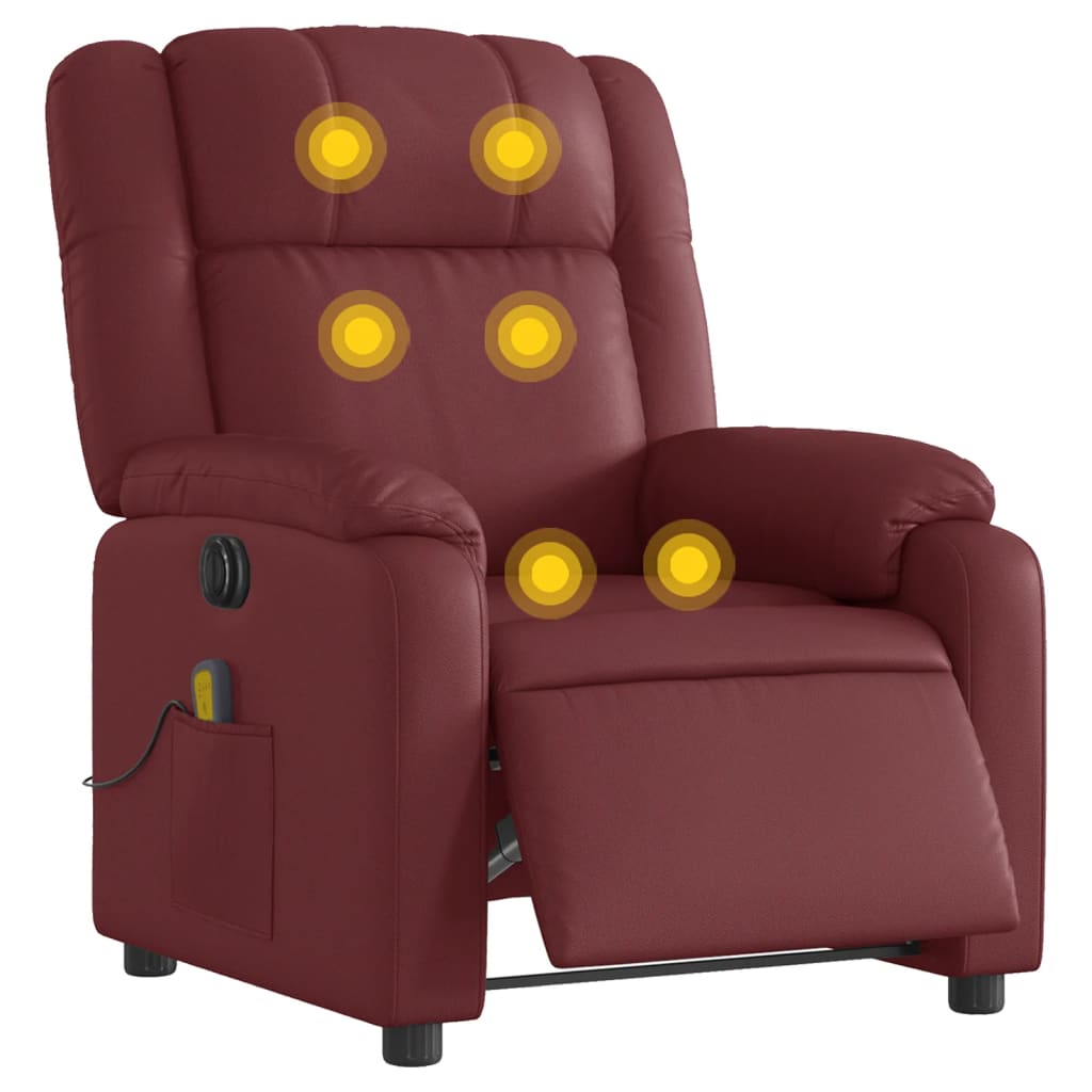 Massagestoel verstelbaar elektrisch kunstleer wijnrood is nu te koop bij PeponiXL, paradijselijk wonen!