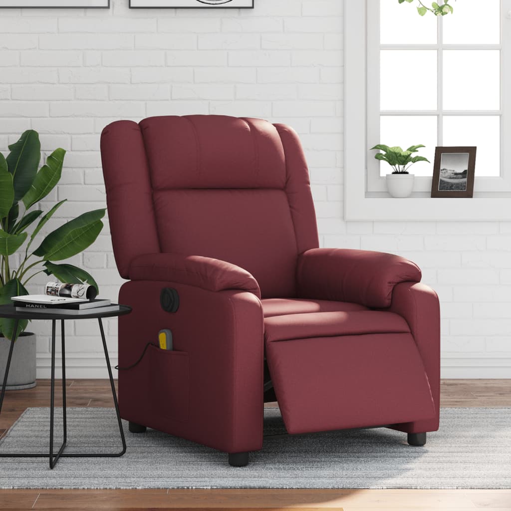 Massagestoel verstelbaar elektrisch kunstleer wijnrood is nu te koop bij PeponiXL, paradijselijk wonen!