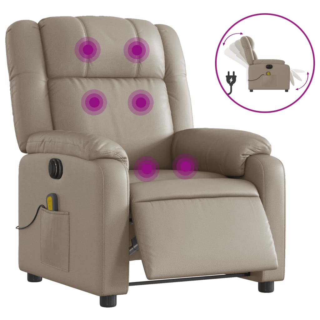 Massagestoel verstelbaar elektrisch kunstleer cappuccinokleurig is nu te koop bij PeponiXL, paradijselijk wonen!