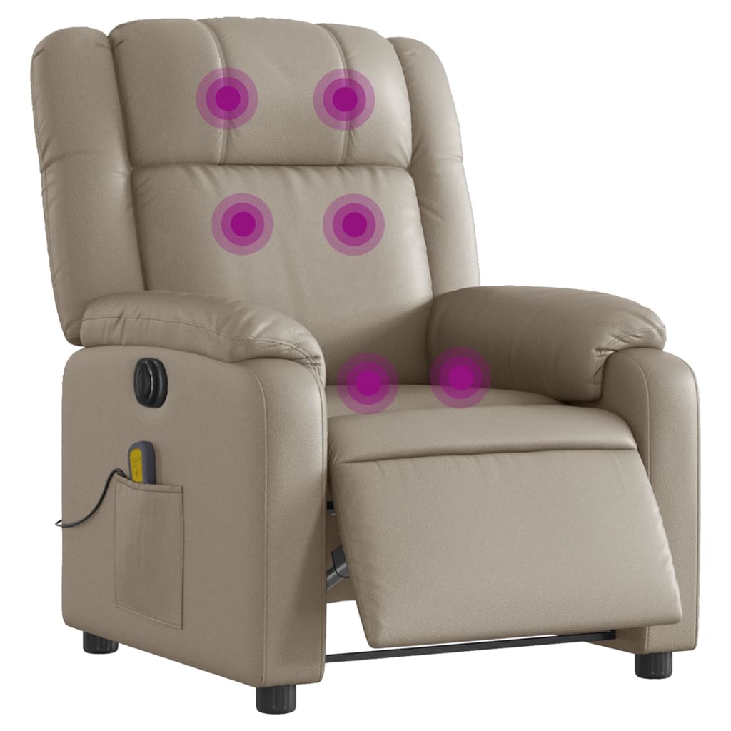 Massagestoel verstelbaar elektrisch kunstleer cappuccinokleurig is nu te koop bij PeponiXL, paradijselijk wonen!