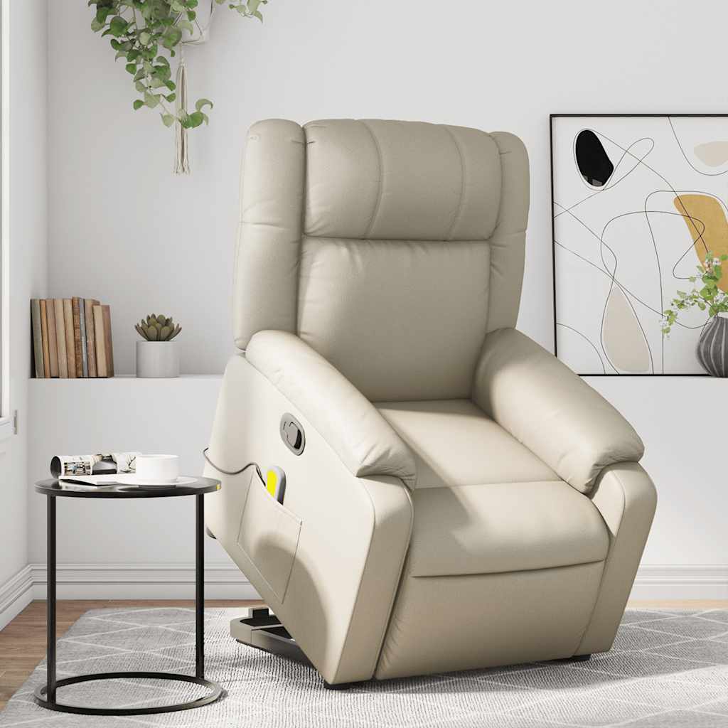 Sta-op-massagestoel verstelbaar kunstleer crèmekleurig is nu te koop bij PeponiXL, paradijselijk wonen!