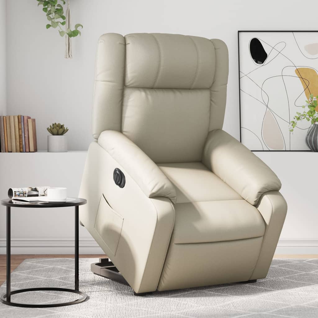Sta-op-stoel elektrisch kunstleer crèmekleurig is nu te koop bij PeponiXL, paradijselijk wonen!