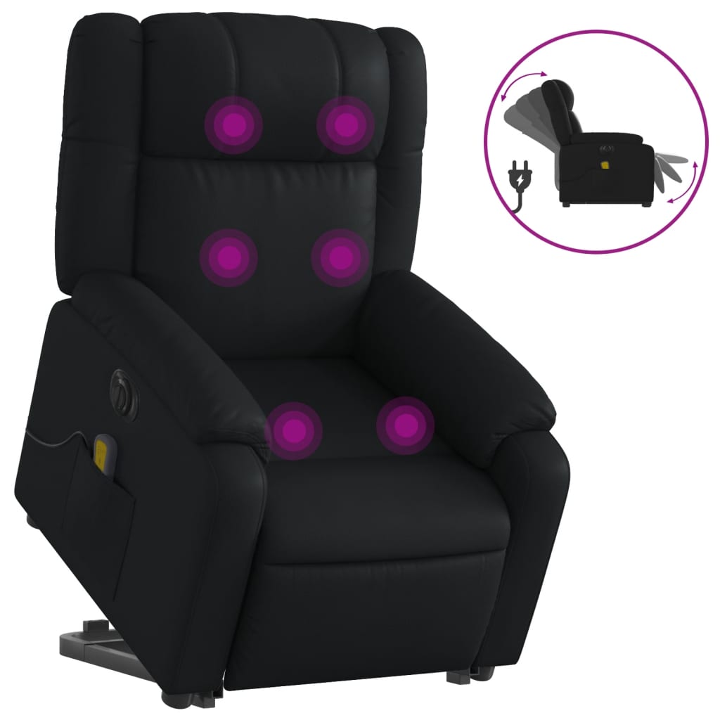Sta-op-massagestoel elektrisch kunstleer zwart is nu te koop bij PeponiXL, paradijselijk wonen!