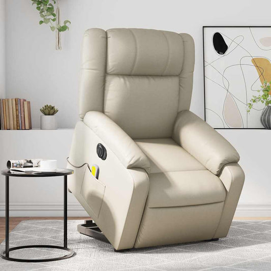 Sta-op-massagestoel elektrisch kunstleer crèmekleurig is nu te koop bij PeponiXL, paradijselijk wonen!