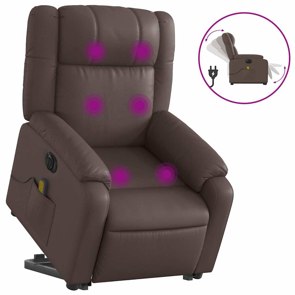 Sta-op-massagestoel elektrisch kunstleer bruin is nu te koop bij PeponiXL, paradijselijk wonen!