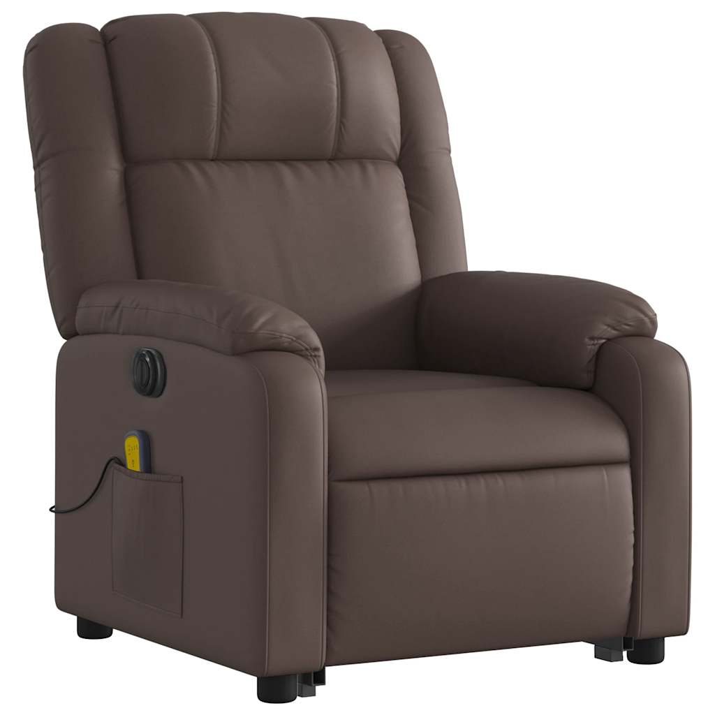 Sta-op-massagestoel elektrisch kunstleer bruin is nu te koop bij PeponiXL, paradijselijk wonen!