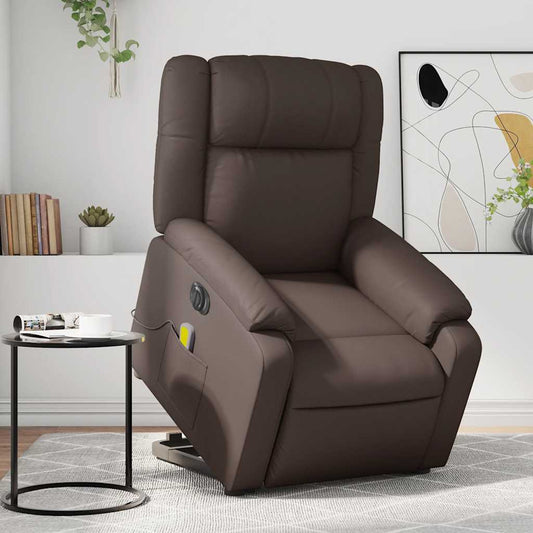 Sta-op-massagestoel elektrisch kunstleer bruin is nu te koop bij PeponiXL, paradijselijk wonen!