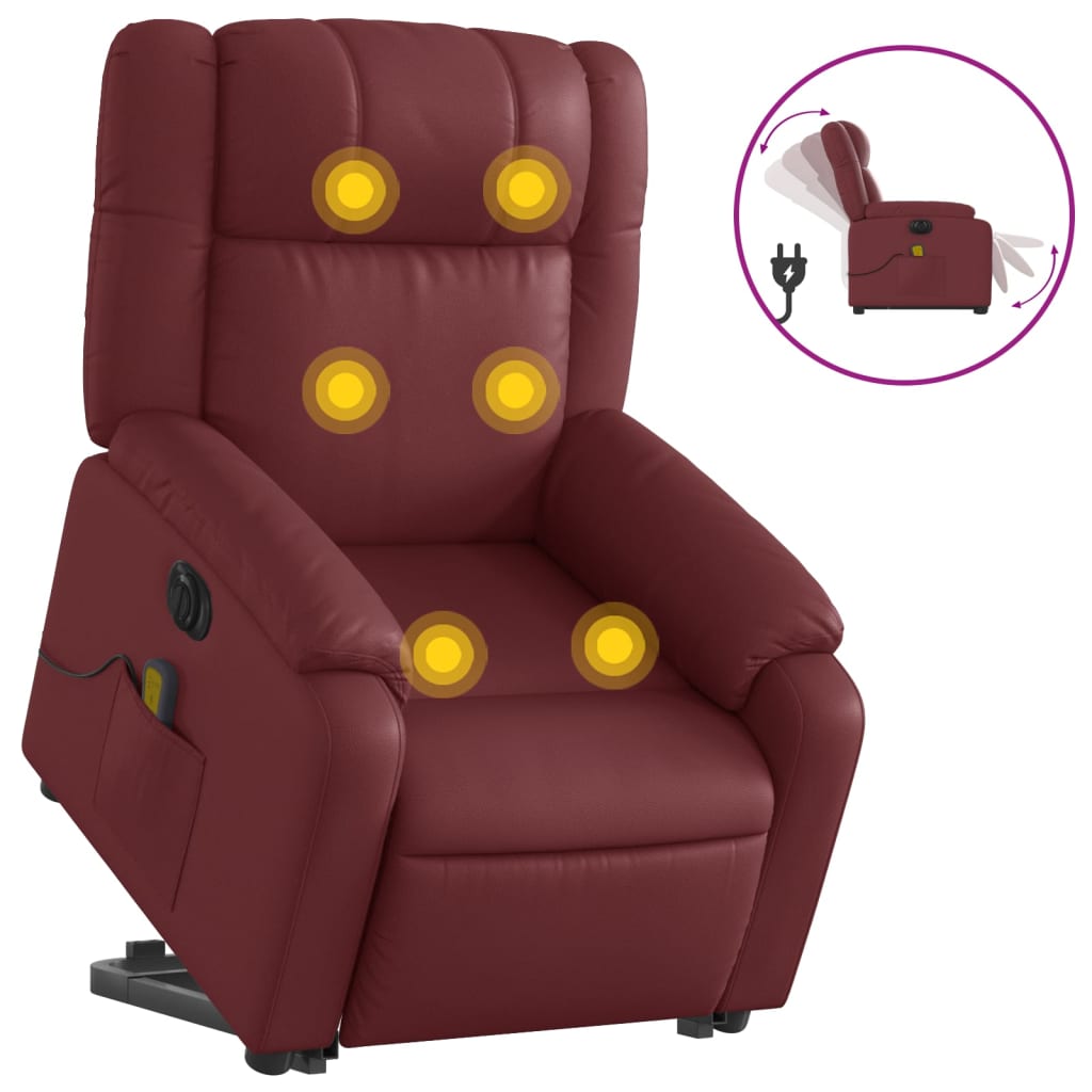 Sta-op-massagestoel elektrisch kunstleer wijnrood is nu te koop bij PeponiXL, paradijselijk wonen!
