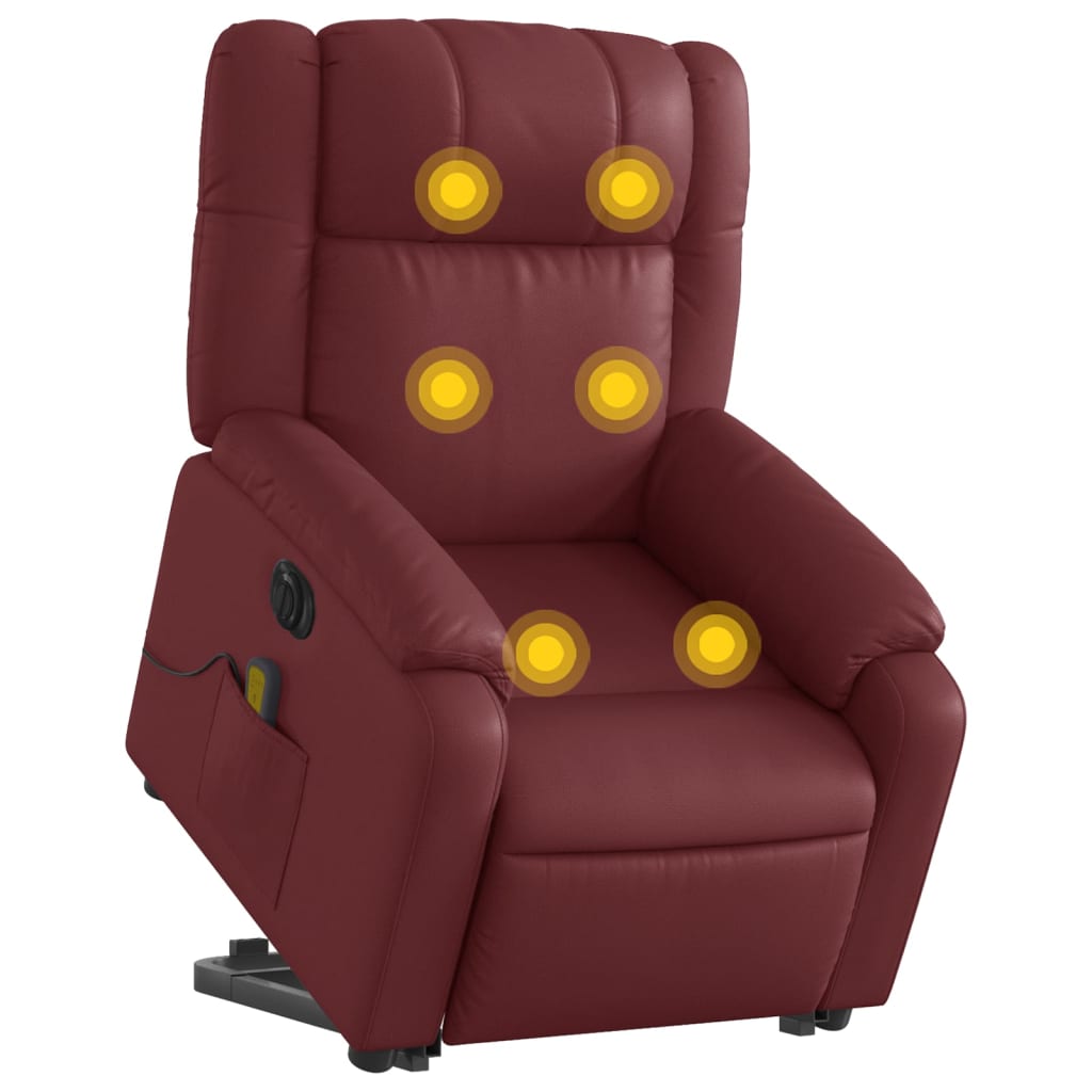 Sta-op-massagestoel elektrisch kunstleer wijnrood is nu te koop bij PeponiXL, paradijselijk wonen!