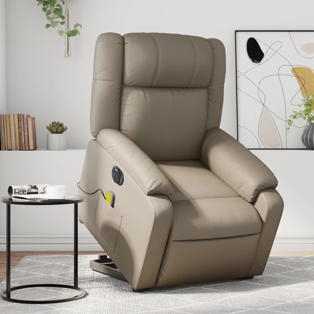 Sta-op-massagestoel elektrisch kunstleer cappuccinokleurig is nu te koop bij PeponiXL, paradijselijk wonen!