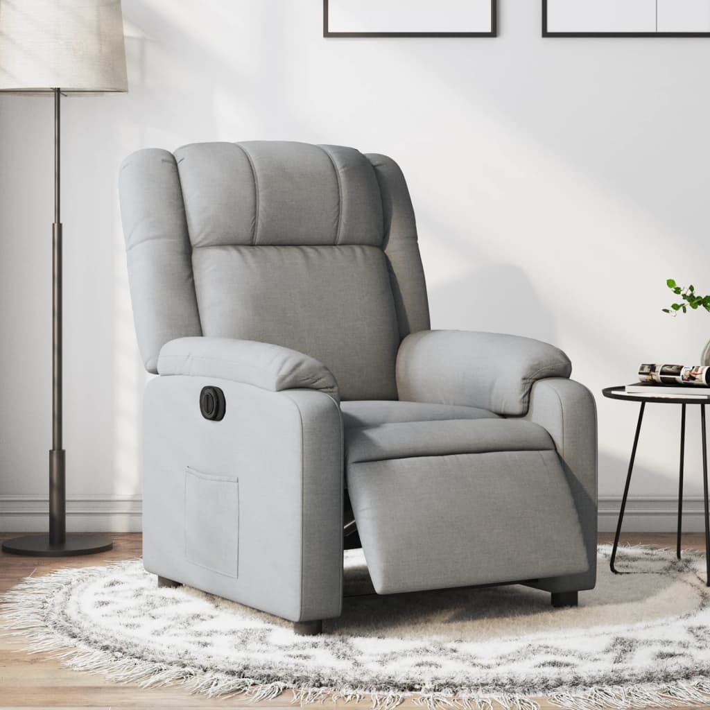 Fauteuil elektrisch verstelbaar stof lichtgrijs is nu te koop bij PeponiXL, paradijselijk wonen!