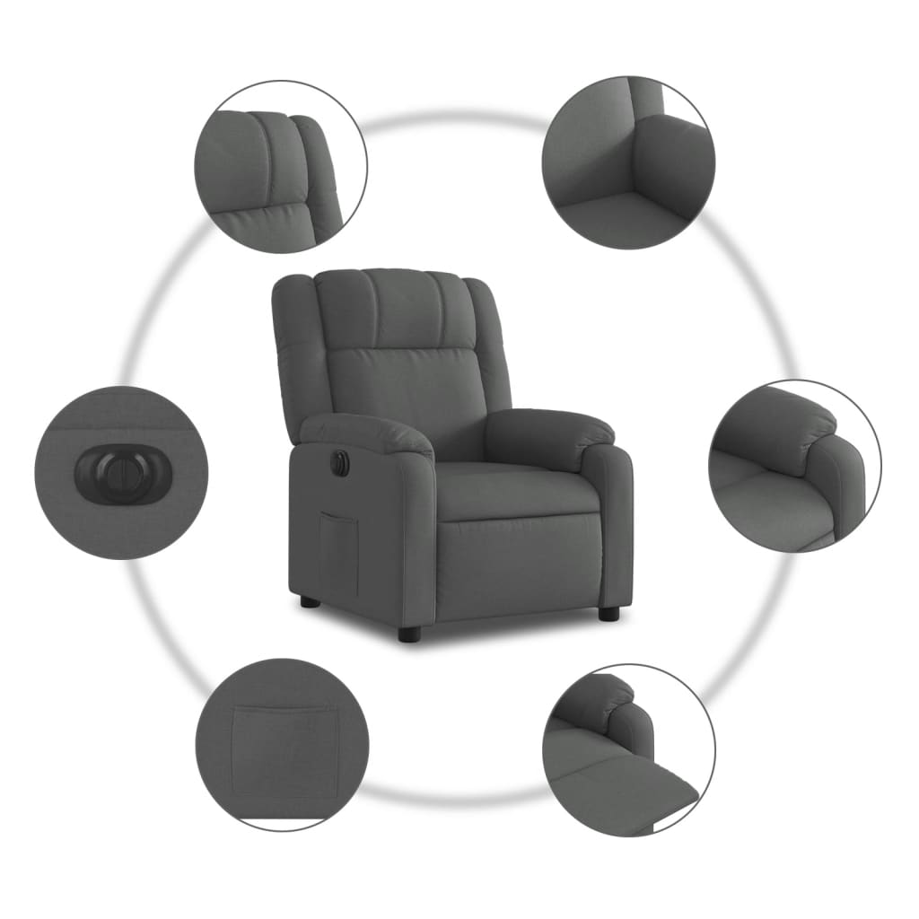 Fauteuil elektrisch verstelbaar stof donkergrijs is nu te koop bij PeponiXL, paradijselijk wonen!