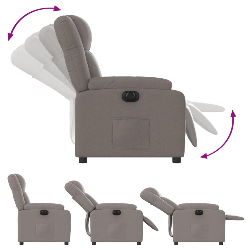Fauteuil verstelbaar elektrisch stof taupe is nu te koop bij PeponiXL, paradijselijk wonen!