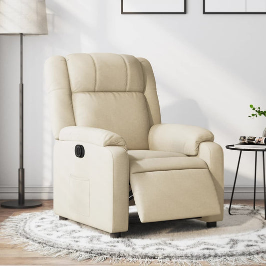 Fauteuil verstelbaar elektrisch stof crèmekleurig is nu te koop bij PeponiXL, paradijselijk wonen!