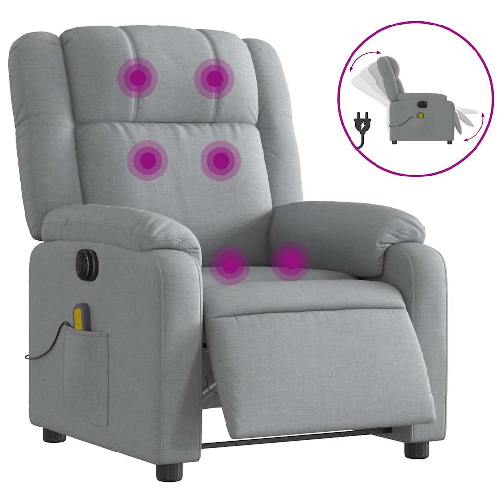 Massagestoel elektrisch verstelbaar stof lichtgrijs is nu te koop bij PeponiXL, paradijselijk wonen!