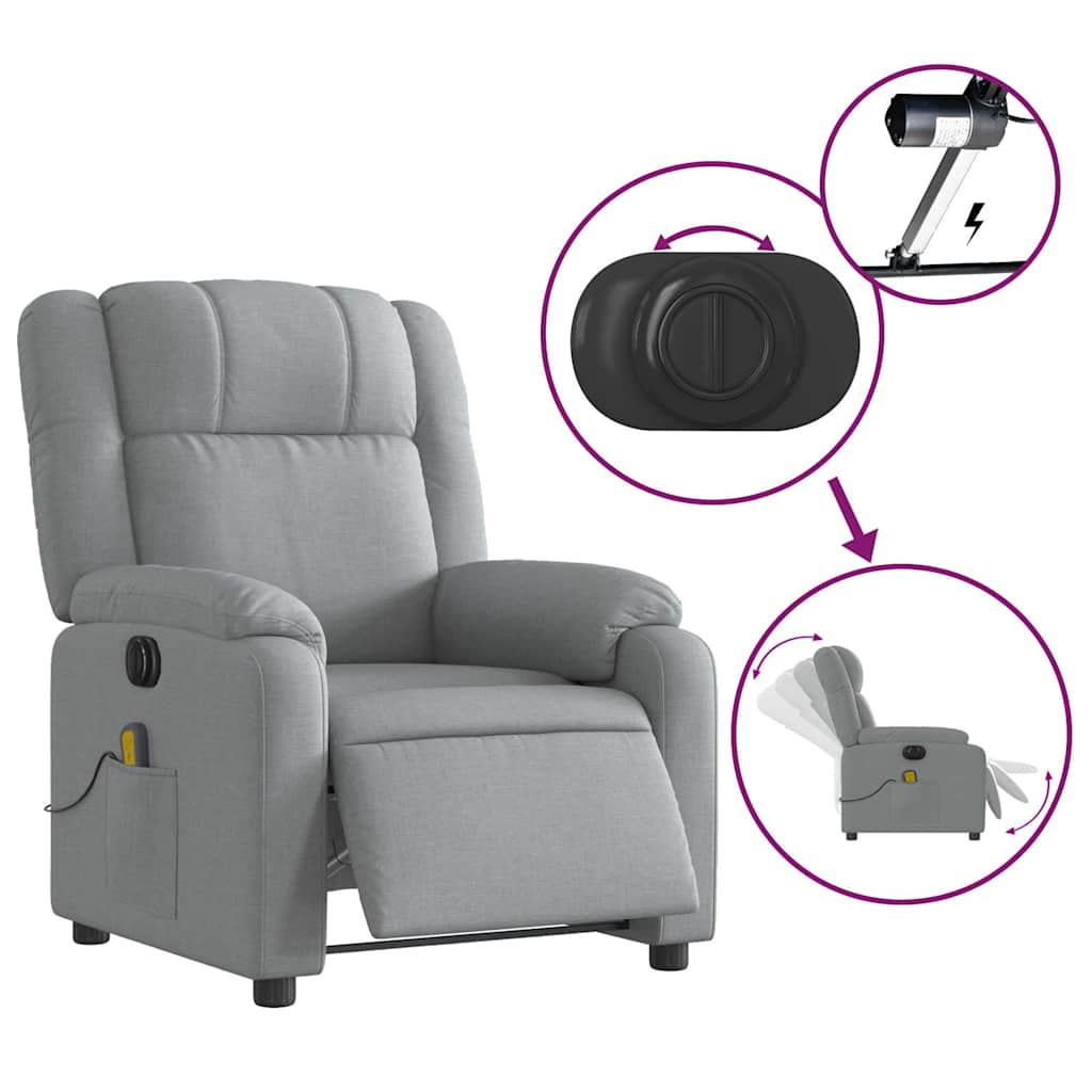 Massagestoel elektrisch verstelbaar stof lichtgrijs is nu te koop bij PeponiXL, paradijselijk wonen!