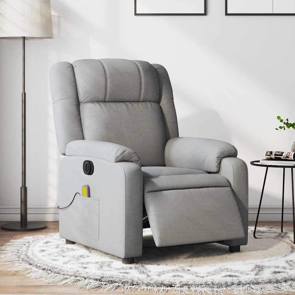 Massagestoel elektrisch verstelbaar stof lichtgrijs is nu te koop bij PeponiXL, paradijselijk wonen!