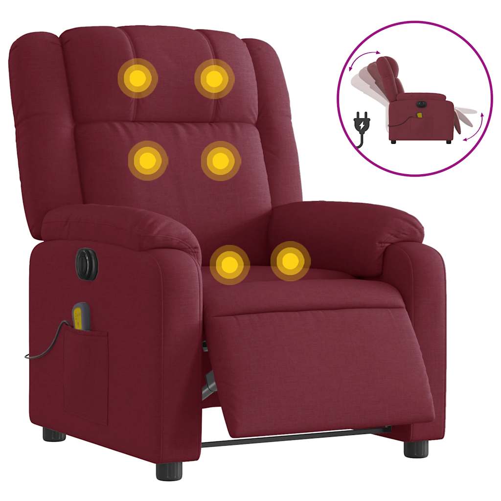 Massagestoel elektrisch verstelbaar stof wijnrood is nu te koop bij PeponiXL, paradijselijk wonen!