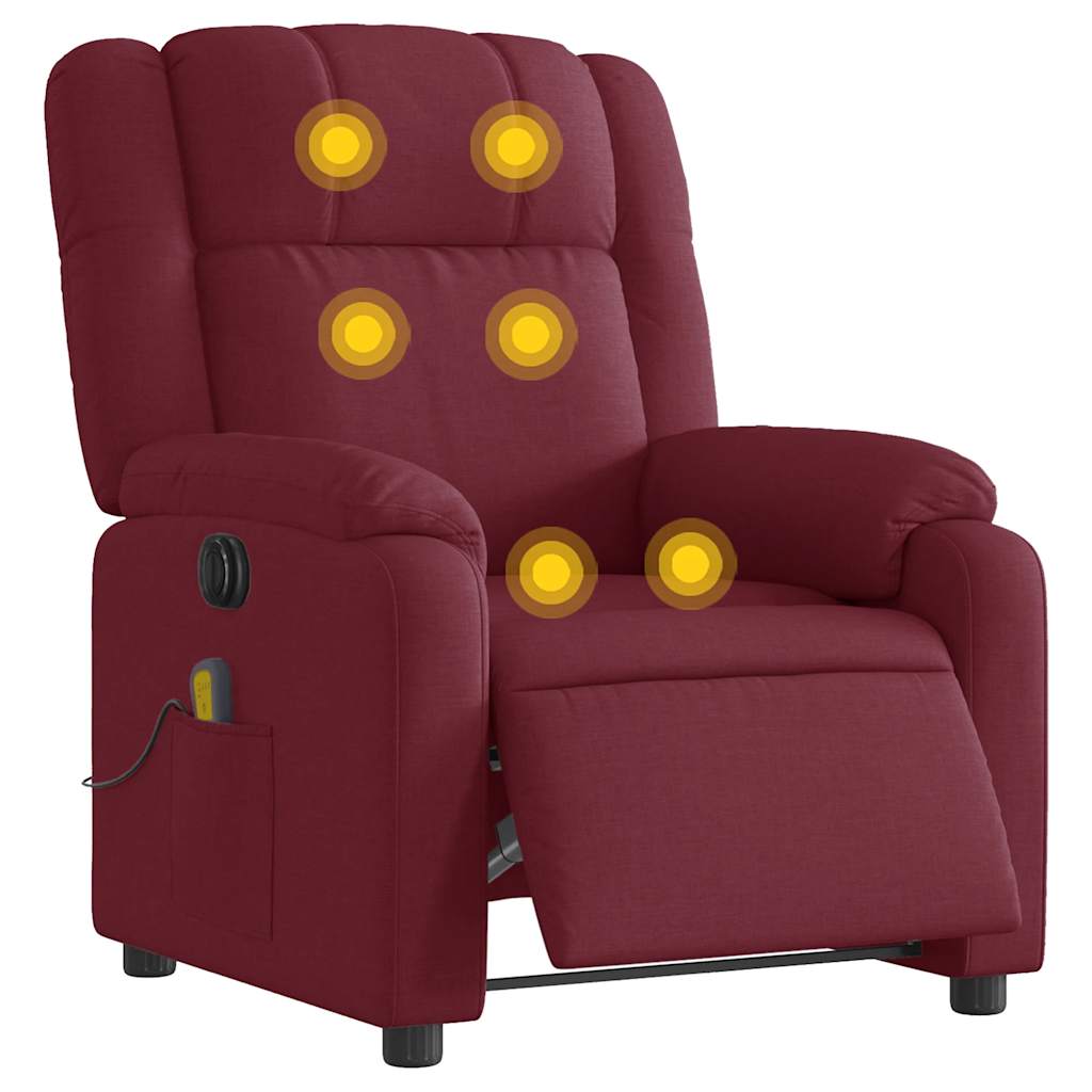Massagestoel elektrisch verstelbaar stof wijnrood is nu te koop bij PeponiXL, paradijselijk wonen!