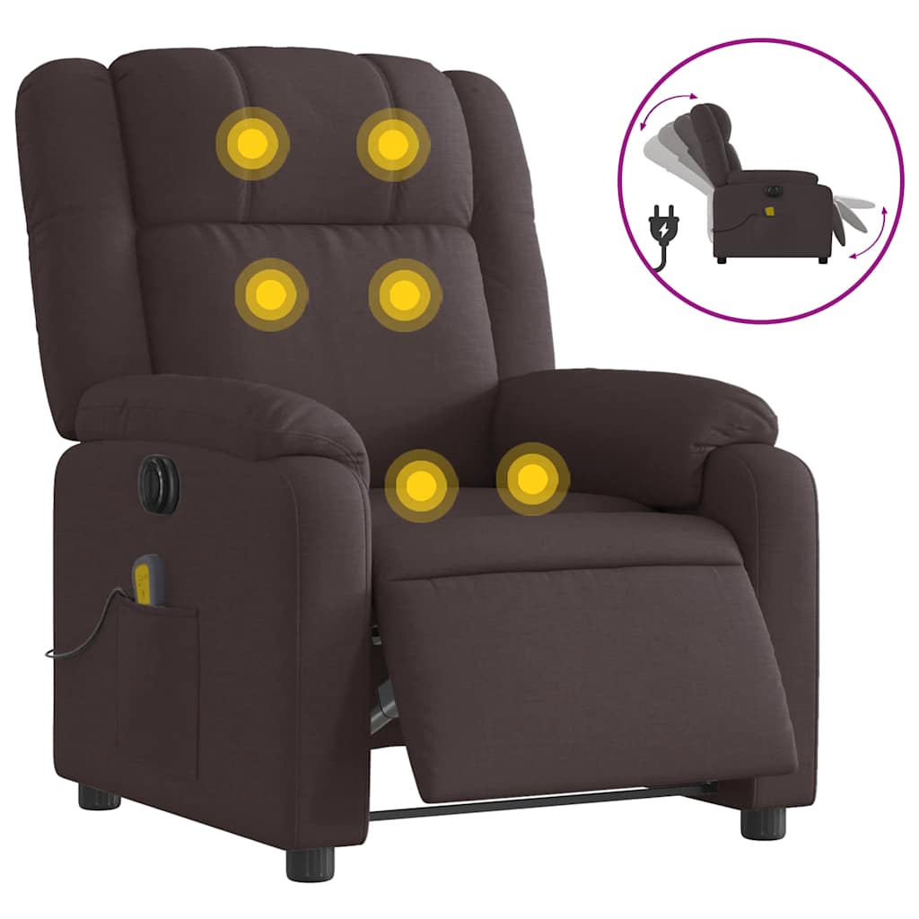 Massagestoel elektrisch verstelbaar stof donkerbruin is nu te koop bij PeponiXL, paradijselijk wonen!