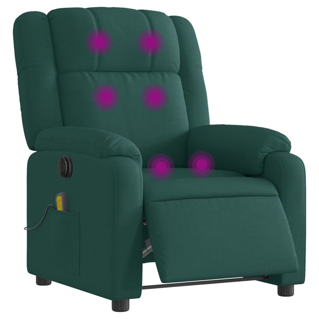 Massagestoel elektrisch verstelbaar stof donkergroen is nu te koop bij PeponiXL, paradijselijk wonen!