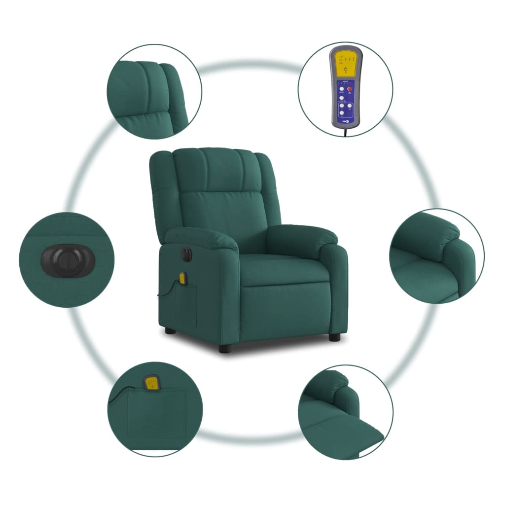 Massagestoel elektrisch verstelbaar stof donkergroen is nu te koop bij PeponiXL, paradijselijk wonen!