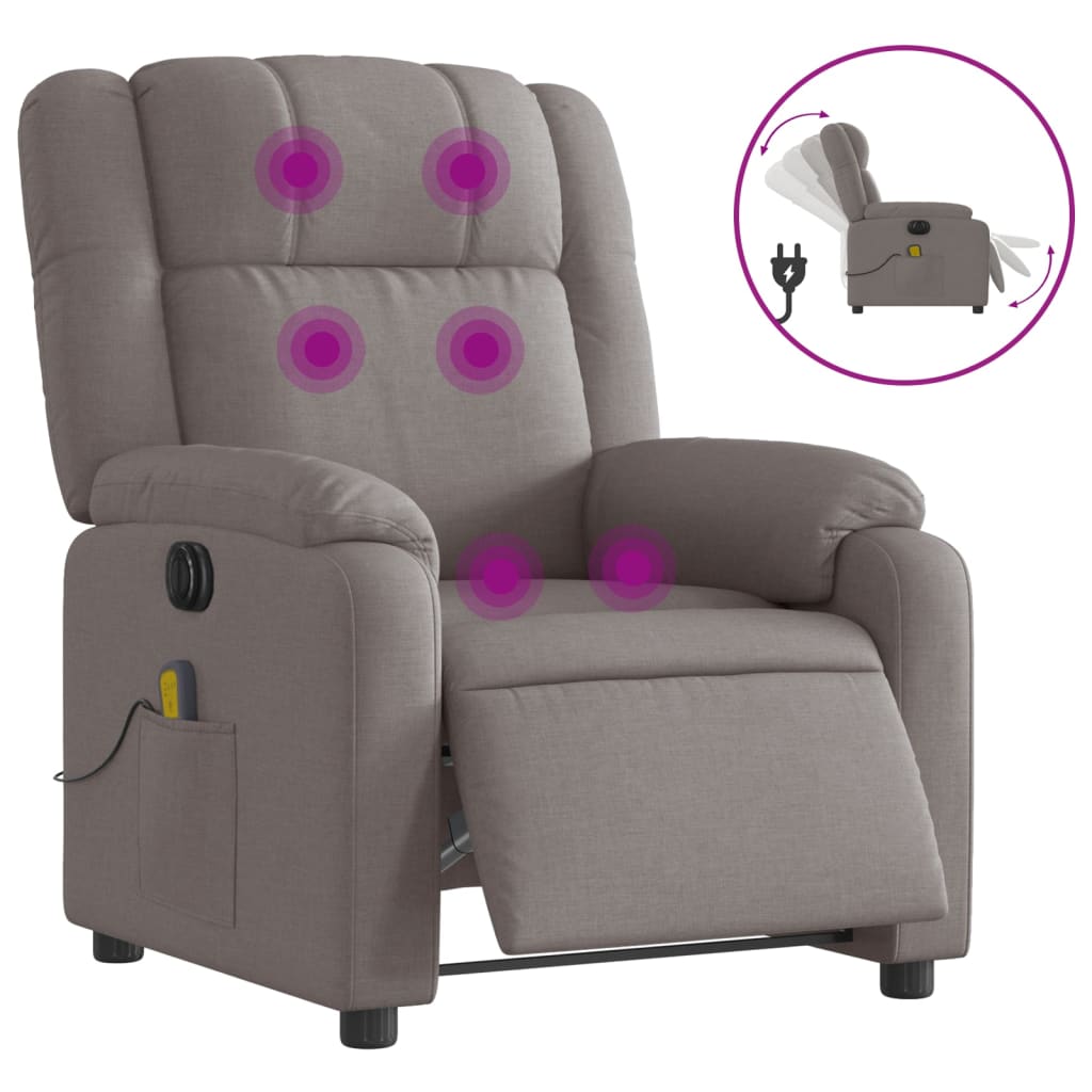 Massagestoel elektrisch verstelbaar stof taupe is nu te koop bij PeponiXL, paradijselijk wonen!