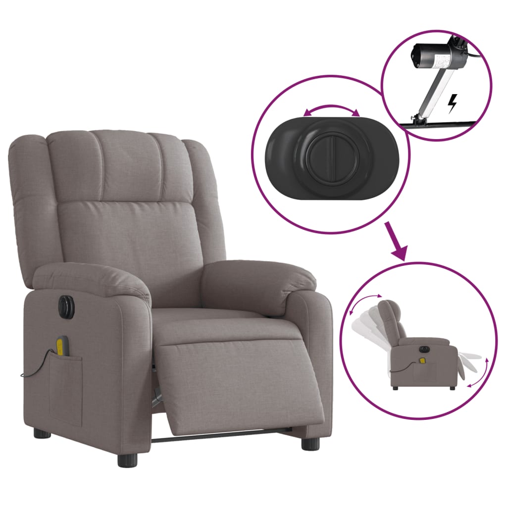 Massagestoel elektrisch verstelbaar stof taupe is nu te koop bij PeponiXL, paradijselijk wonen!