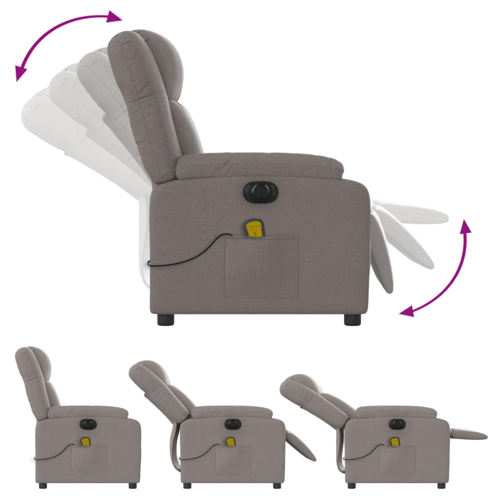 Massagestoel elektrisch verstelbaar stof taupe is nu te koop bij PeponiXL, paradijselijk wonen!