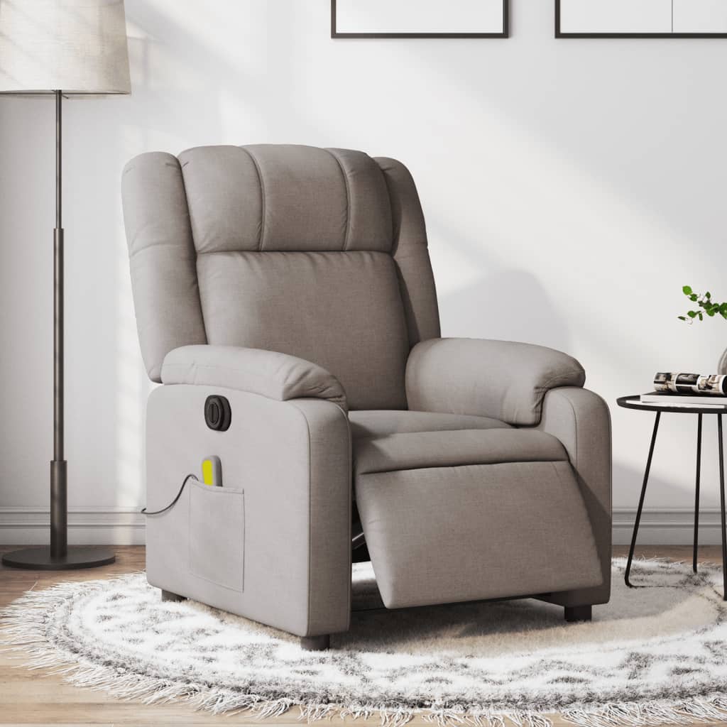 Massagestoel elektrisch verstelbaar stof taupe is nu te koop bij PeponiXL, paradijselijk wonen!