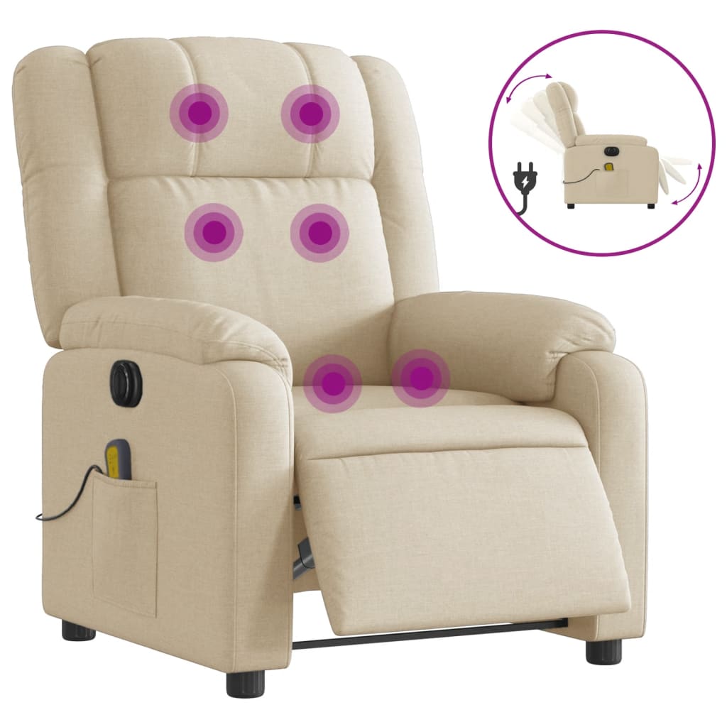 Massagestoel elektrisch verstelbaar stof crèmekleurig is nu te koop bij PeponiXL, paradijselijk wonen!