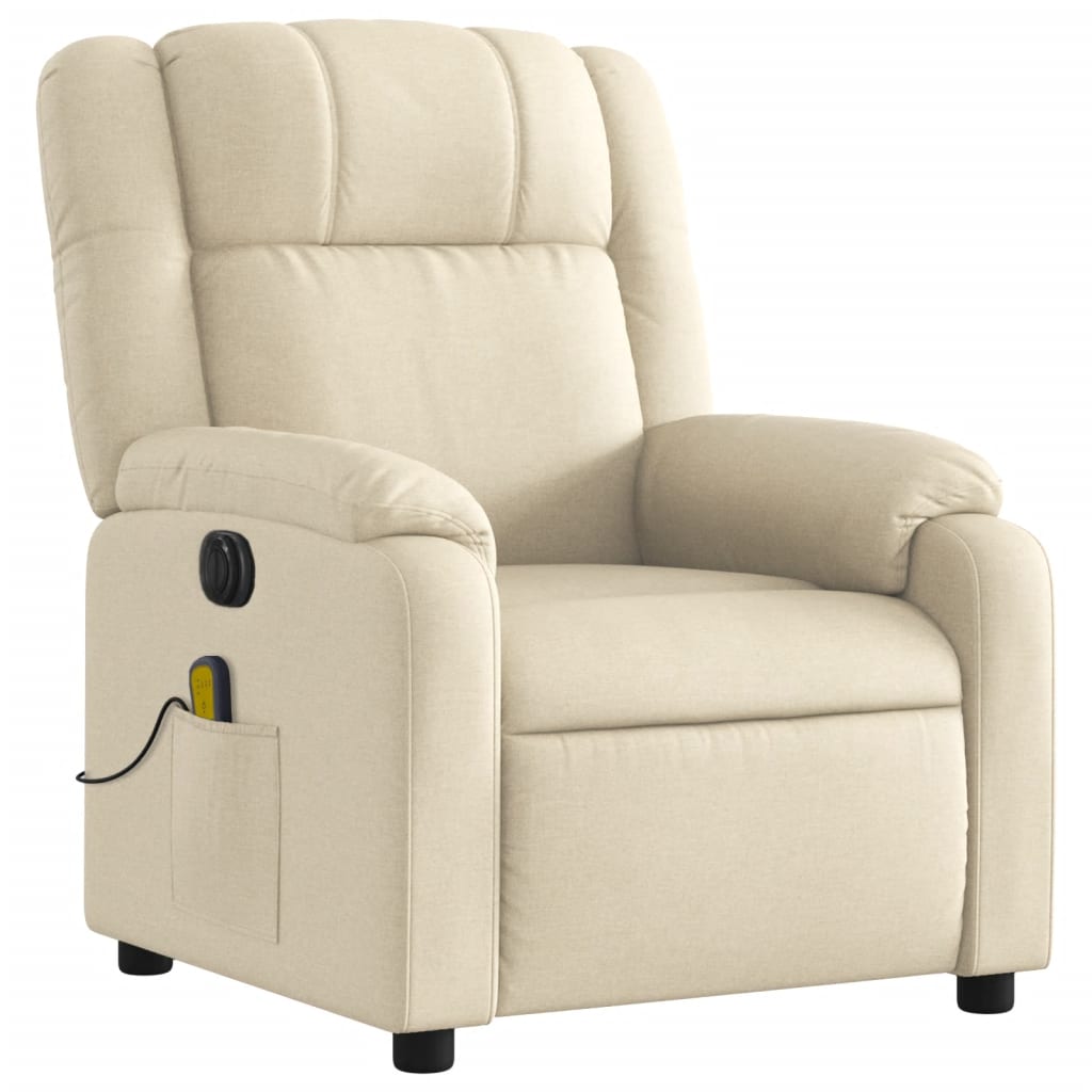 Massagestoel elektrisch verstelbaar stof crèmekleurig is nu te koop bij PeponiXL, paradijselijk wonen!