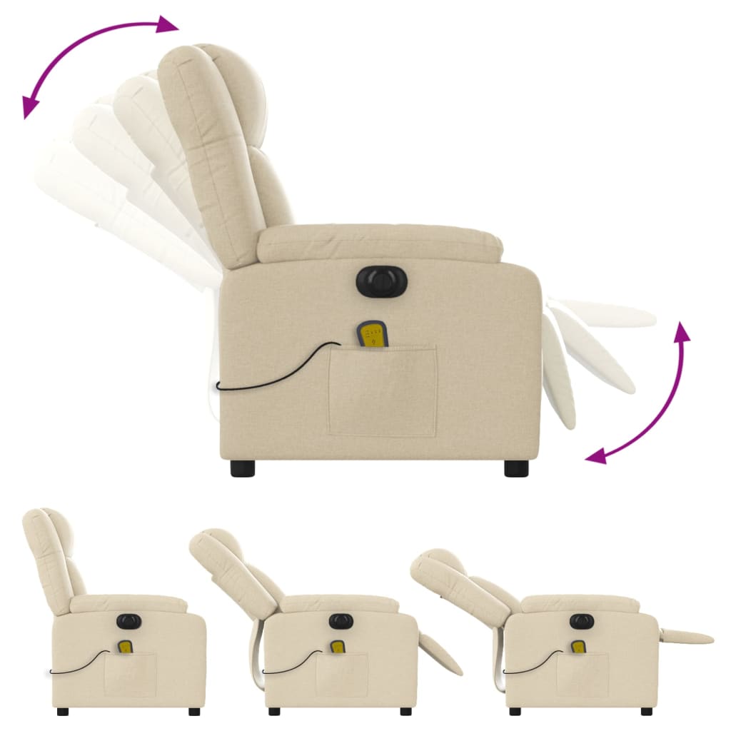 Massagestoel elektrisch verstelbaar stof crèmekleurig is nu te koop bij PeponiXL, paradijselijk wonen!