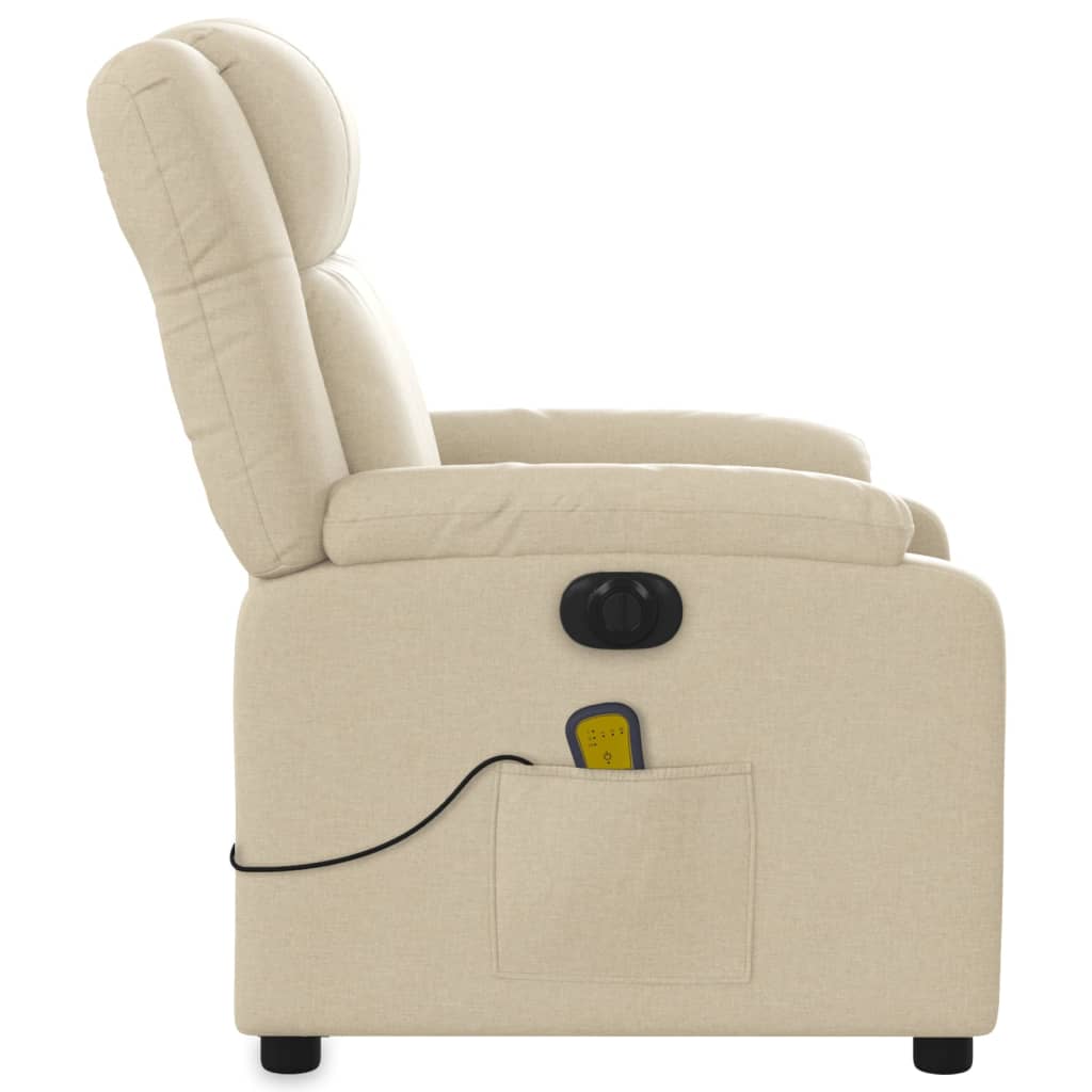 Massagestoel elektrisch verstelbaar stof crèmekleurig is nu te koop bij PeponiXL, paradijselijk wonen!