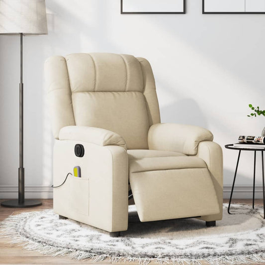 Massagestoel elektrisch verstelbaar stof crèmekleurig is nu te koop bij PeponiXL, paradijselijk wonen!