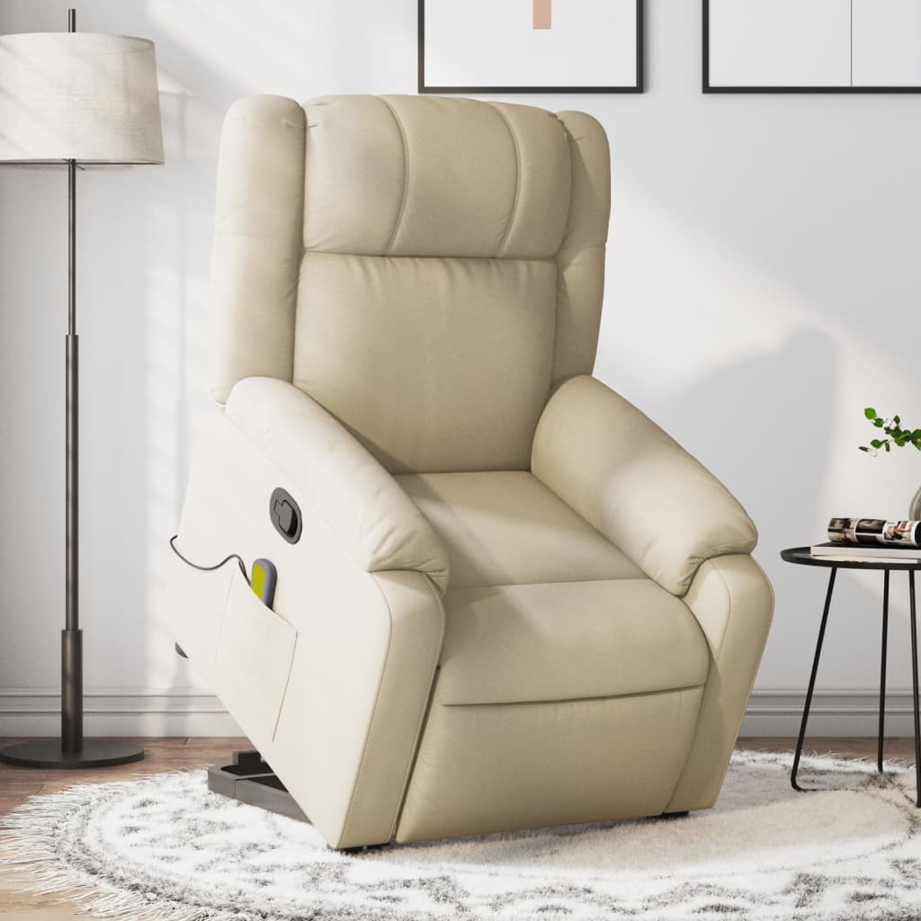 Sta-op-massagestoel verstelbaar stof crèmekleurig is nu te koop bij PeponiXL, paradijselijk wonen!