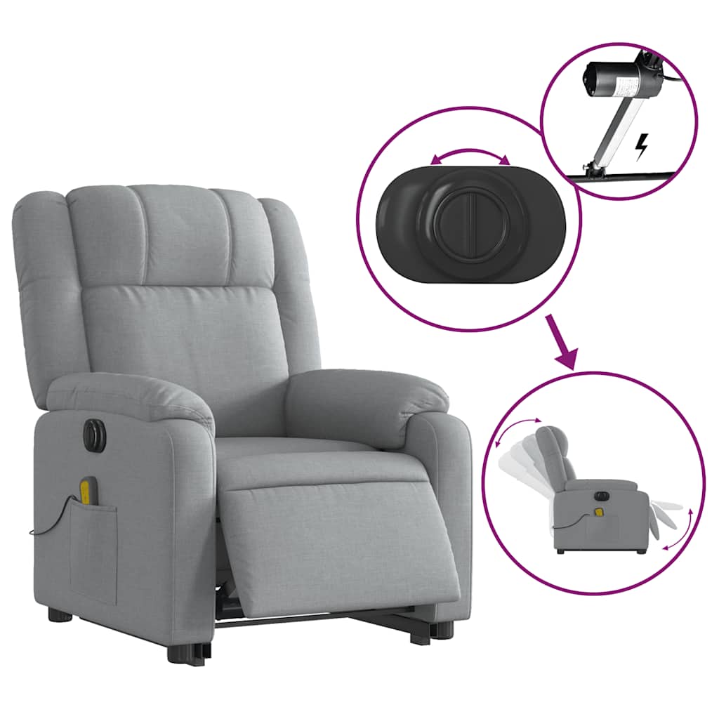 Sta-op-massagestoel elektrisch verstelbaar stof lichtgrijs is nu te koop bij PeponiXL, paradijselijk wonen!