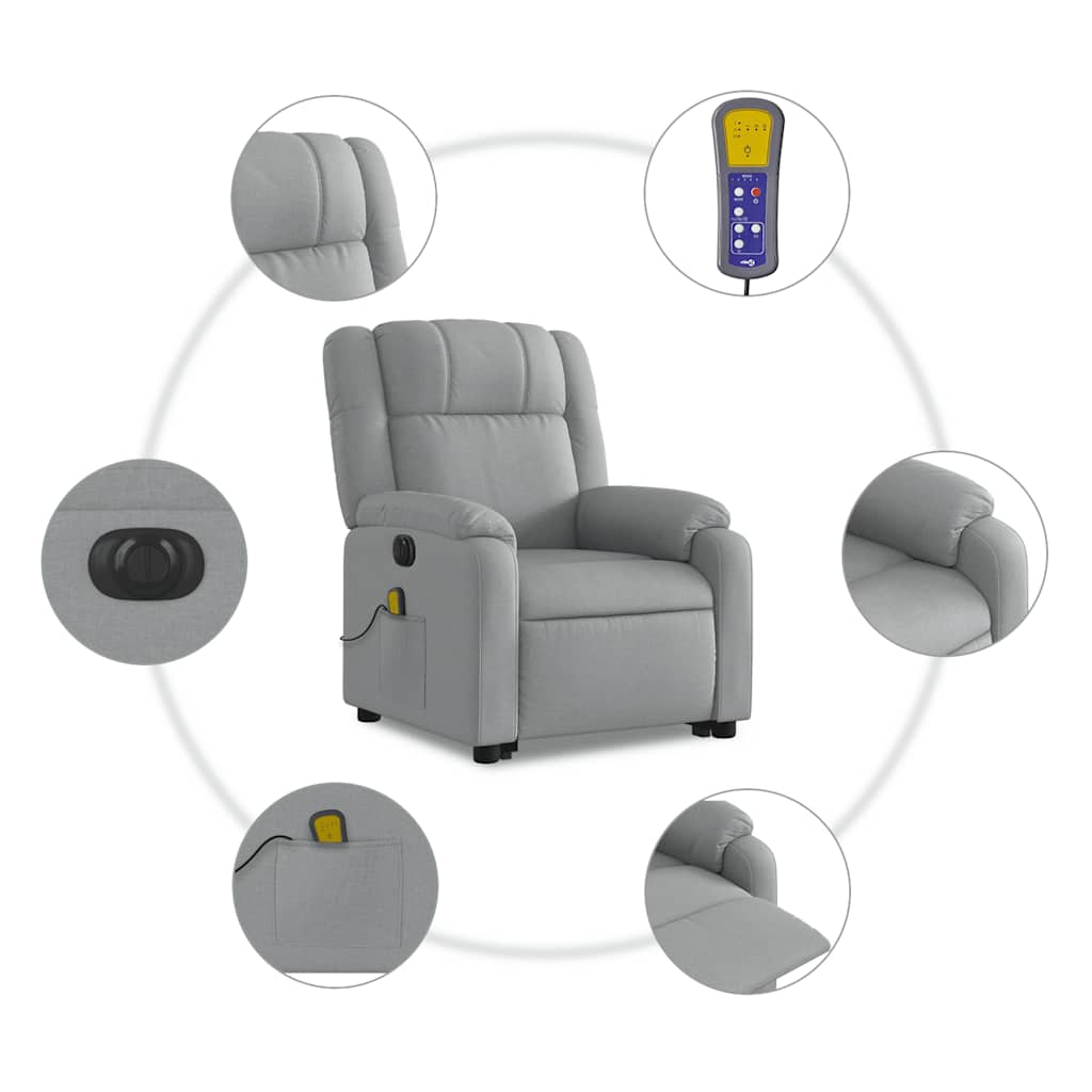 Sta-op-massagestoel elektrisch verstelbaar stof lichtgrijs is nu te koop bij PeponiXL, paradijselijk wonen!