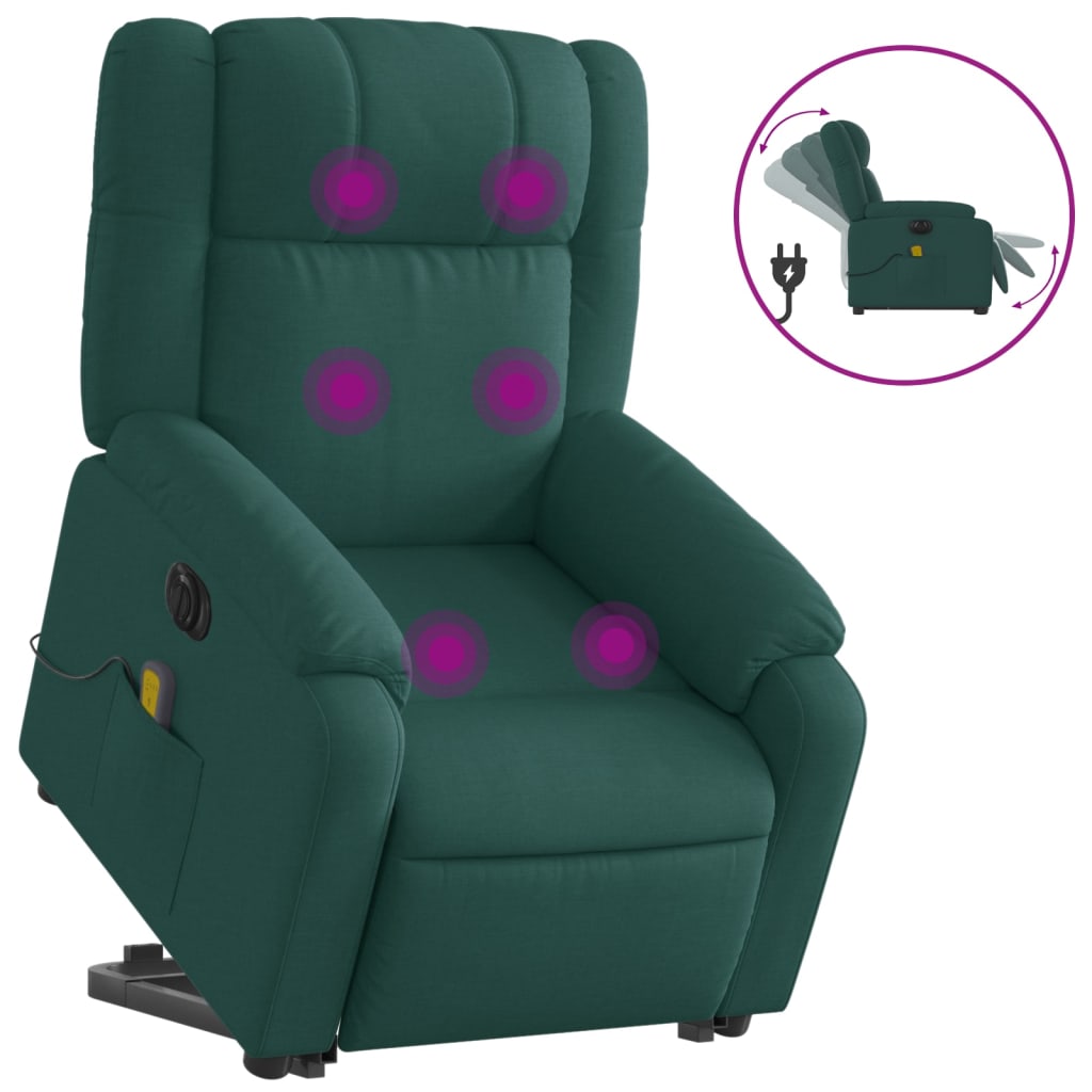 Sta-op-massagestoel elektrisch verstelbaar stof donkergroen is nu te koop bij PeponiXL, paradijselijk wonen!