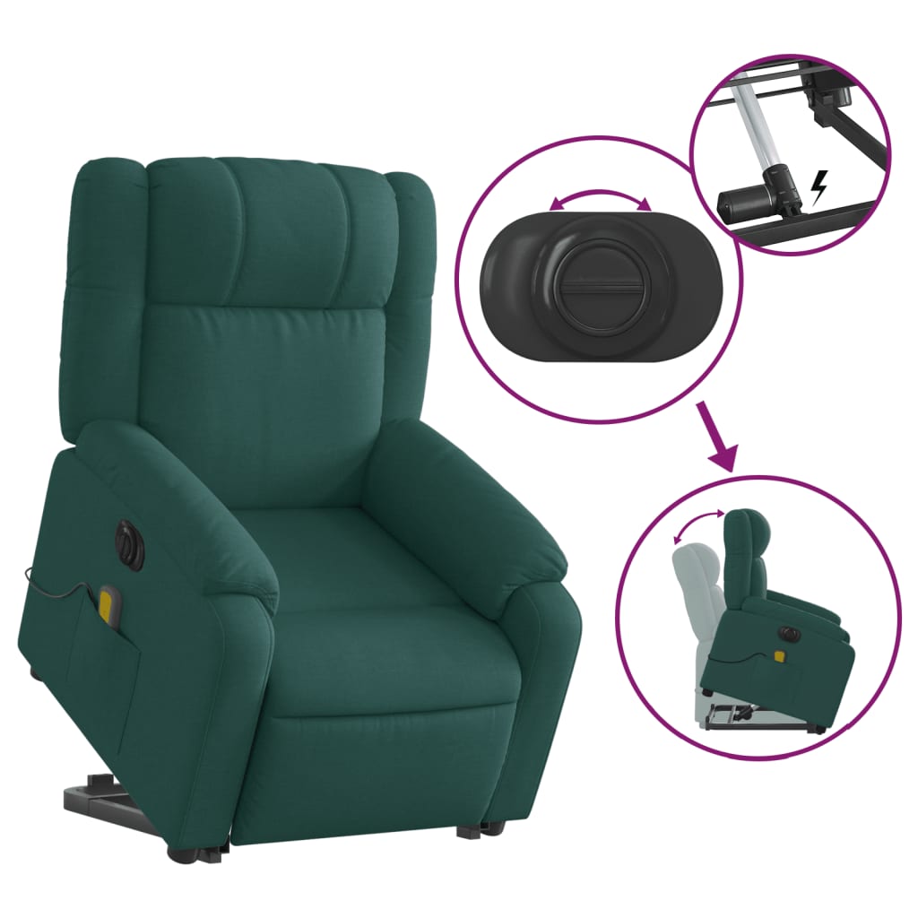 Sta-op-massagestoel elektrisch verstelbaar stof donkergroen is nu te koop bij PeponiXL, paradijselijk wonen!