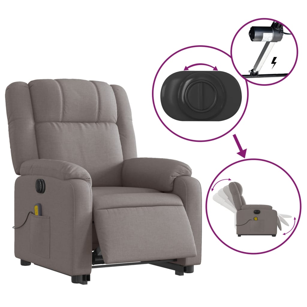 Sta-op-massagestoel elektrisch verstelbaar stof taupe is nu te koop bij PeponiXL, paradijselijk wonen!