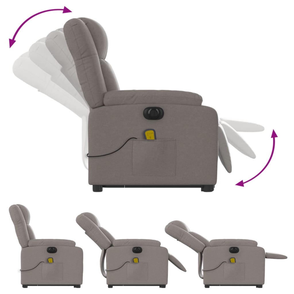 Sta-op-massagestoel elektrisch verstelbaar stof taupe is nu te koop bij PeponiXL, paradijselijk wonen!